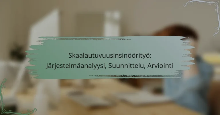 Skaalautuvuusinsinöörityö: Järjestelmäanalyysi, Suunnittelu, Arviointi