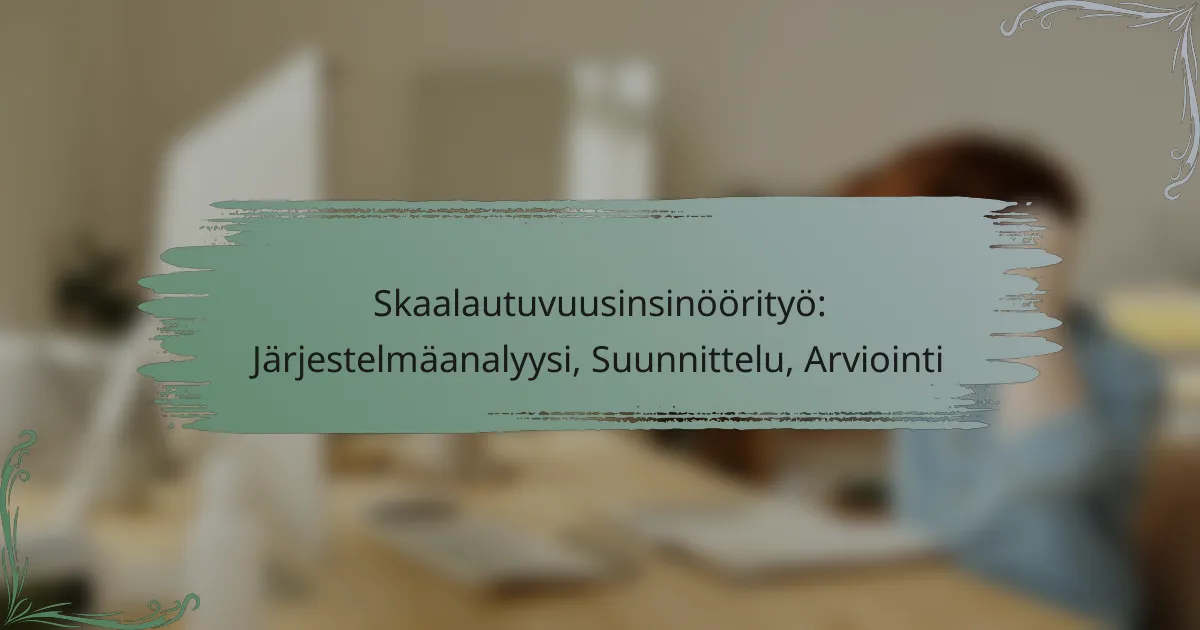 Skaalautuvuusinsinöörityö: Järjestelmäanalyysi, Suunnittelu, Arviointi