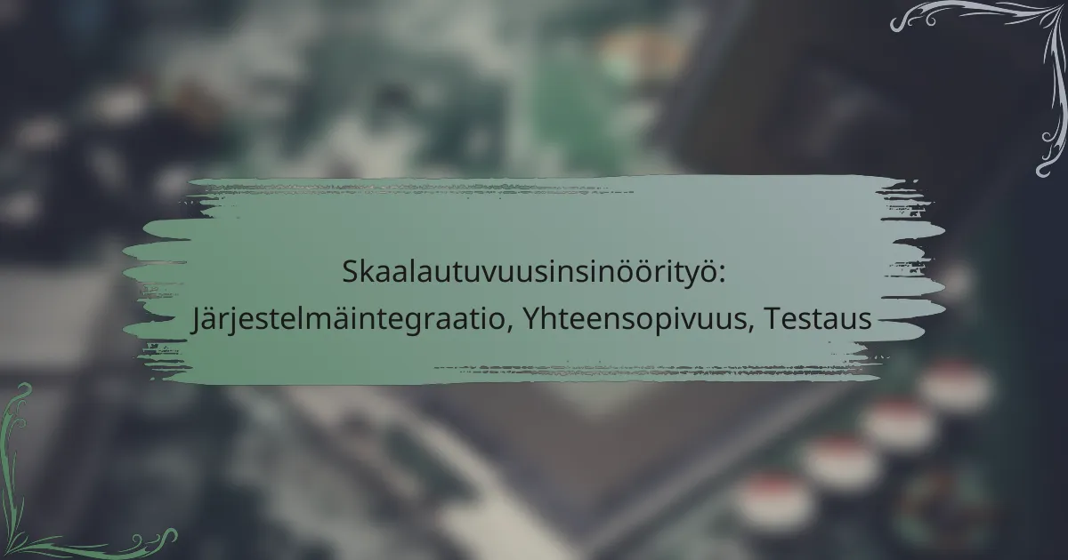 Skaalautuvuusinsinöörityö: Järjestelmäintegraatio, Yhteensopivuus, Testaus