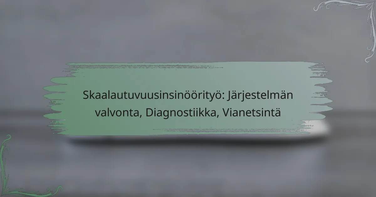 Skaalautuvuusinsinöörityö: Järjestelmän valvonta, Diagnostiikka, Vianetsintä