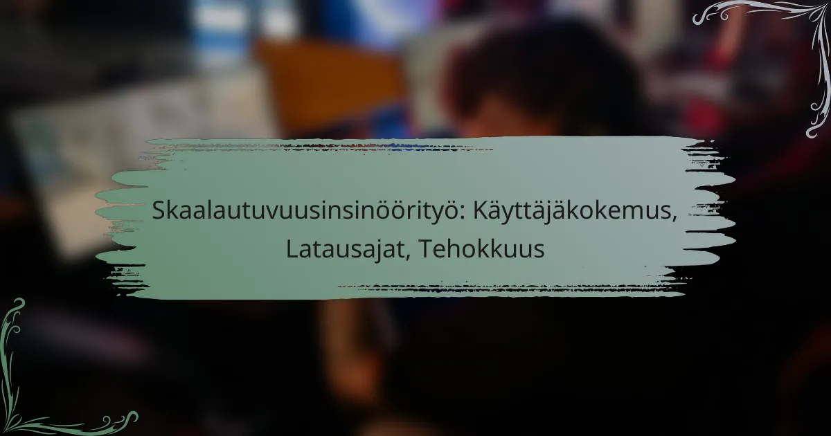 Skaalautuvuusinsinöörityö: Käyttäjäkokemus, Latausajat, Tehokkuus
