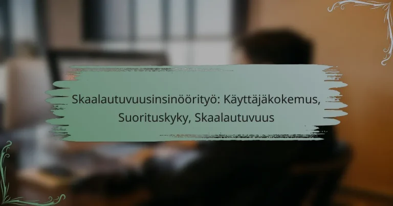 Skaalautuvuusinsinöörityö: Käyttäjäkokemus, Suorituskyky, Skaalautuvuus