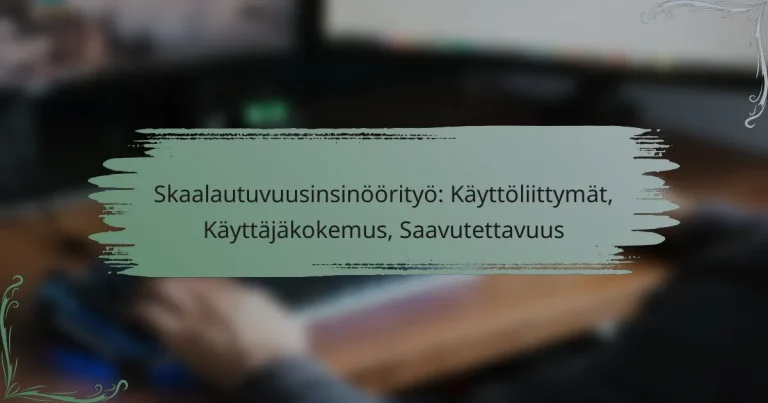 Skaalautuvuusinsinöörityö: Käyttöliittymät, Käyttäjäkokemus, Saavutettavuus