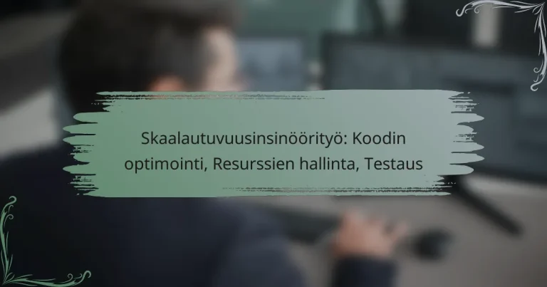 Skaalautuvuusinsinöörityö: Koodin optimointi, Resurssien hallinta, Testaus