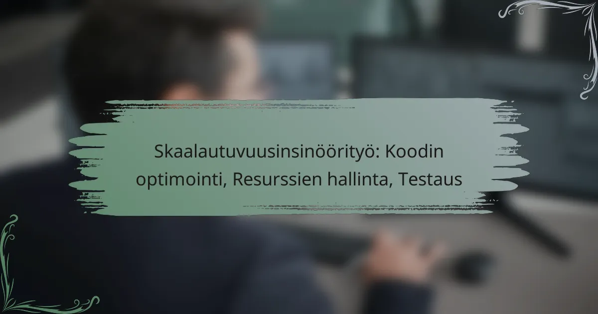 Skaalautuvuusinsinöörityö: Koodin optimointi, Resurssien hallinta, Testaus