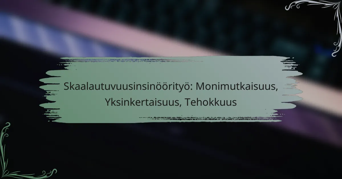 Skaalautuvuusinsinöörityö: Monimutkaisuus, Yksinkertaisuus, Tehokkuus