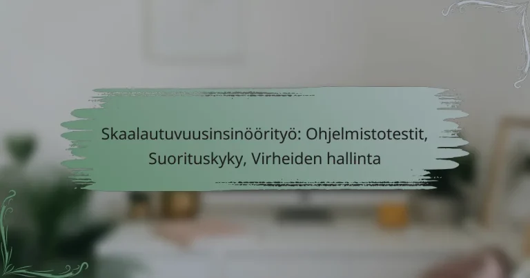 Skaalautuvuusinsinöörityö: Ohjelmistotestit, Suorituskyky, Virheiden hallinta