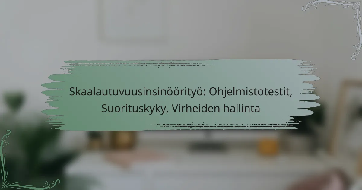 Skaalautuvuusinsinöörityö: Ohjelmistotestit, Suorituskyky, Virheiden hallinta