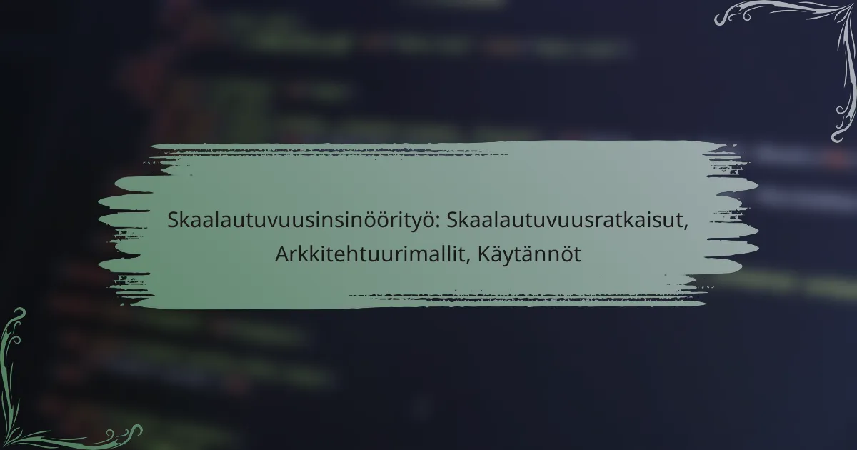 Skaalautuvuusinsinöörityö: Skaalautuvuusratkaisut, Arkkitehtuurimallit, Käytännöt