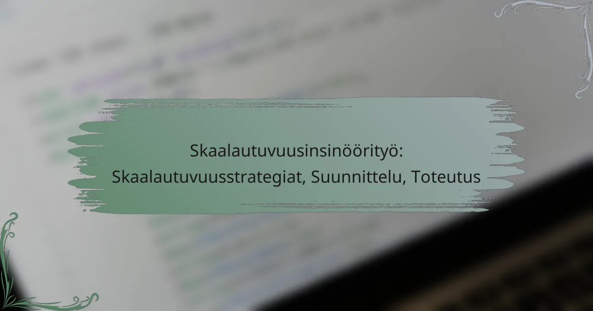 Skaalautuvuusinsinöörityö: Skaalautuvuusstrategiat, Suunnittelu, Toteutus