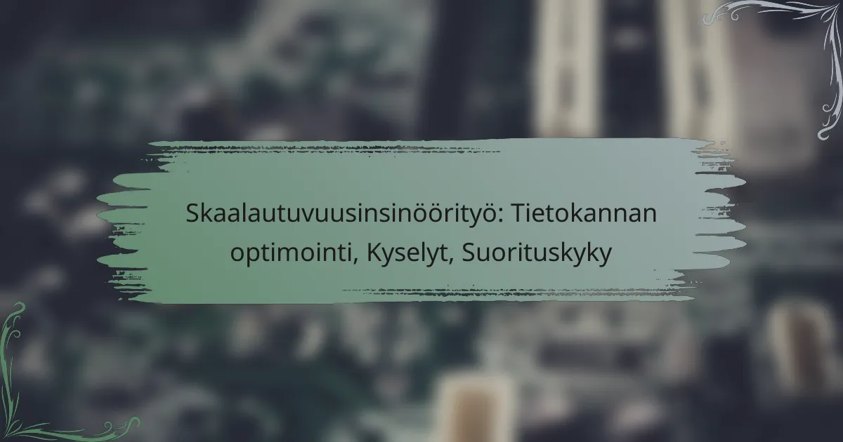 Skaalautuvuusinsinöörityö: Tietokannan optimointi, Kyselyt, Suorituskyky
