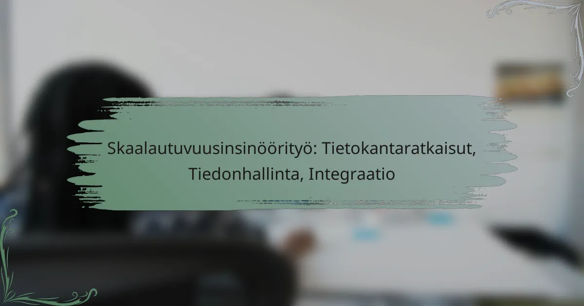 Skaalautuvuusinsinöörityö: Tietokantaratkaisut, Tiedonhallinta, Integraatio