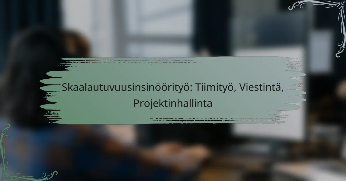 Skaalautuvuusinsinöörityö: Tiimityö, Viestintä, Projektinhallinta