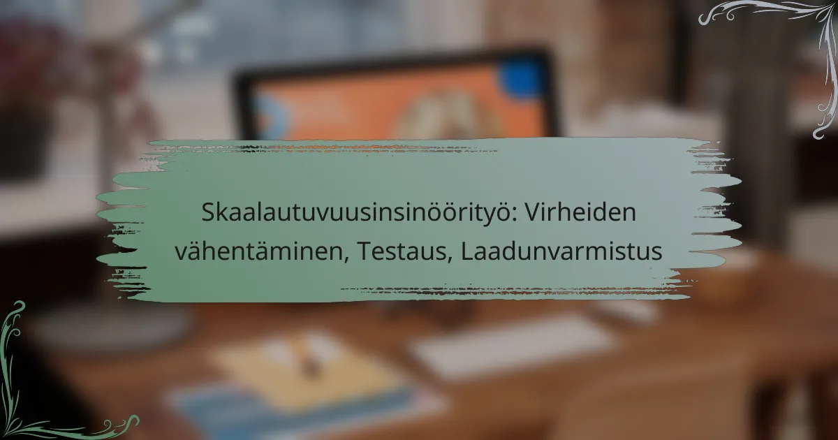 Skaalautuvuusinsinöörityö: Virheiden vähentäminen, Testaus, Laadunvarmistus