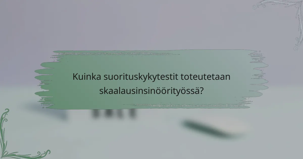Kuinka suorituskykytestit toteutetaan skaalausinsinöörityössä?
