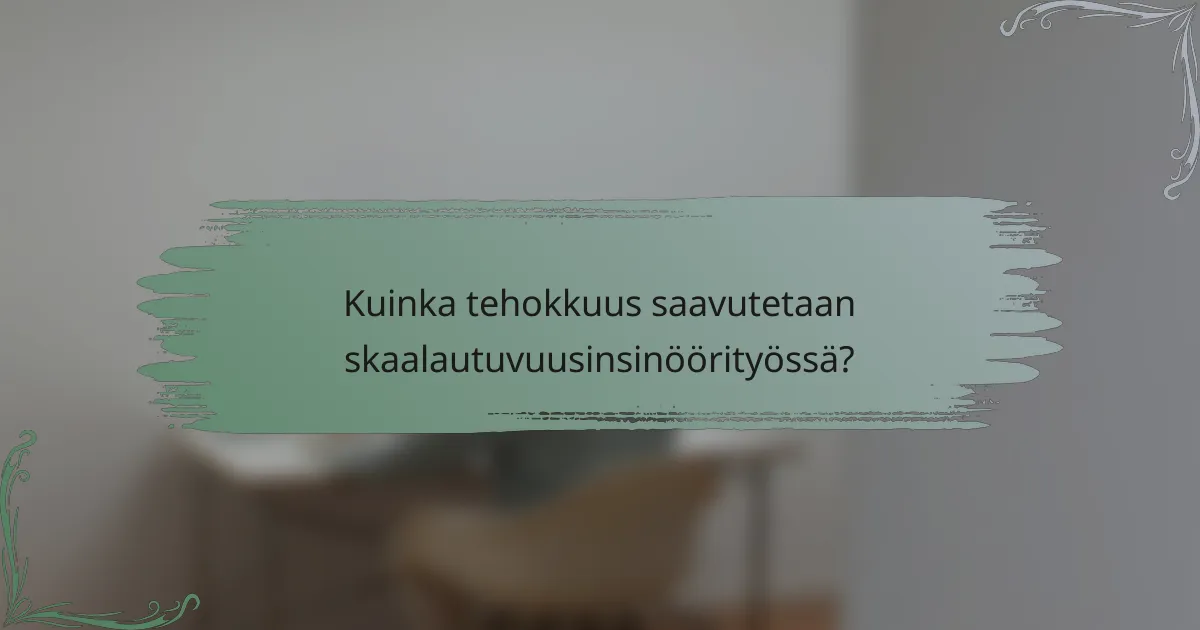 Kuinka tehokkuus saavutetaan skaalautuvuusinsinöörityössä?
