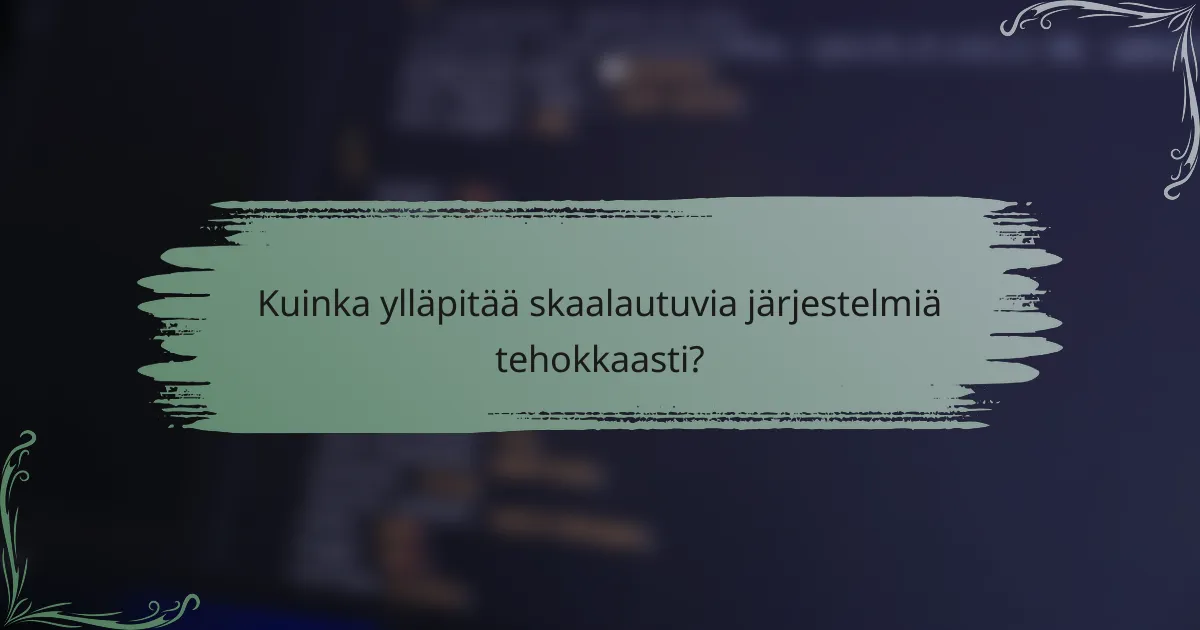 Kuinka ylläpitää skaalautuvia järjestelmiä tehokkaasti?