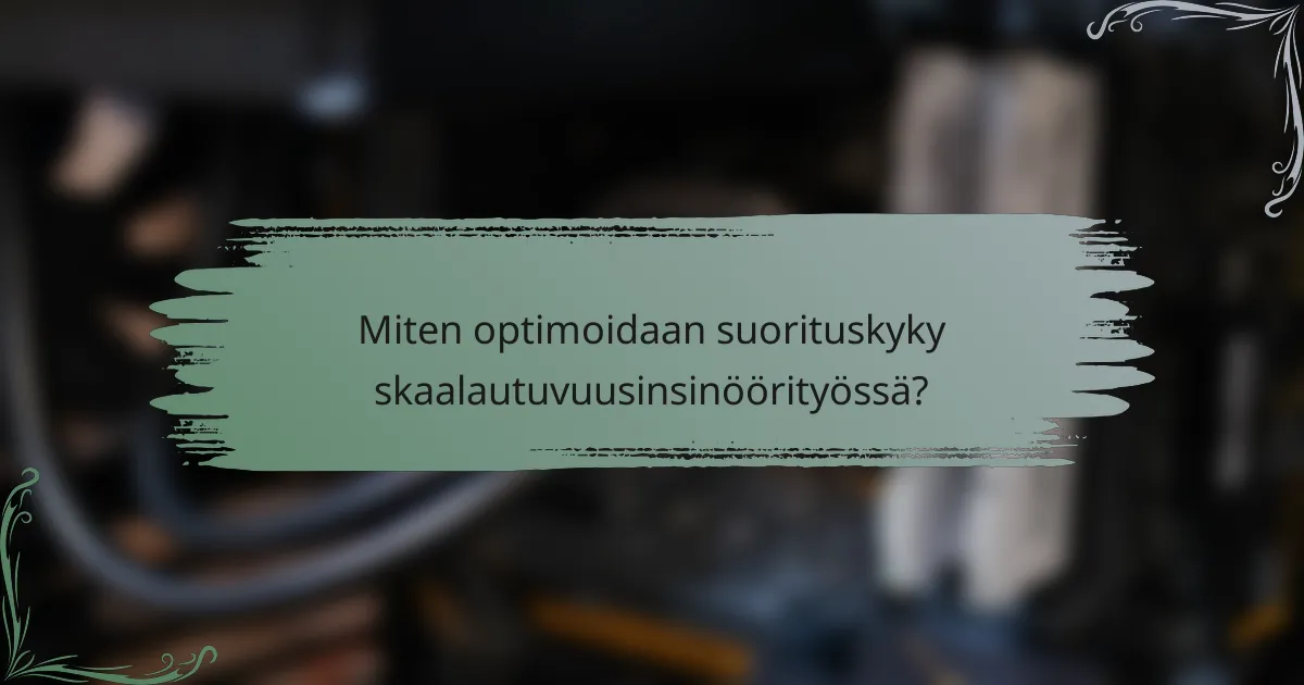 Miten optimoidaan suorituskyky skaalautuvuusinsinöörityössä?