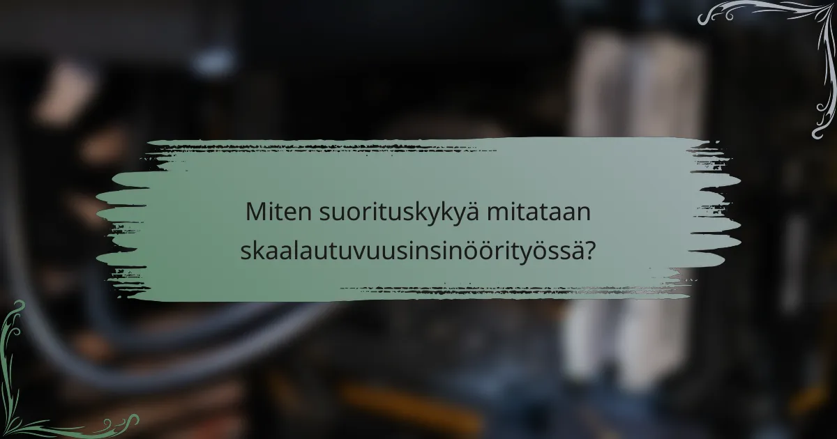 Miten suorituskykyä mitataan skaalautuvuusinsinöörityössä?