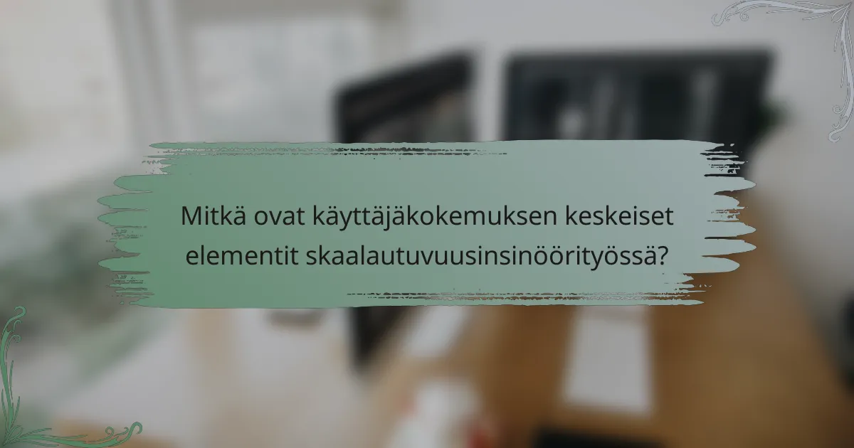 Mitkä ovat käyttäjäkokemuksen keskeiset elementit skaalautuvuusinsinöörityössä?