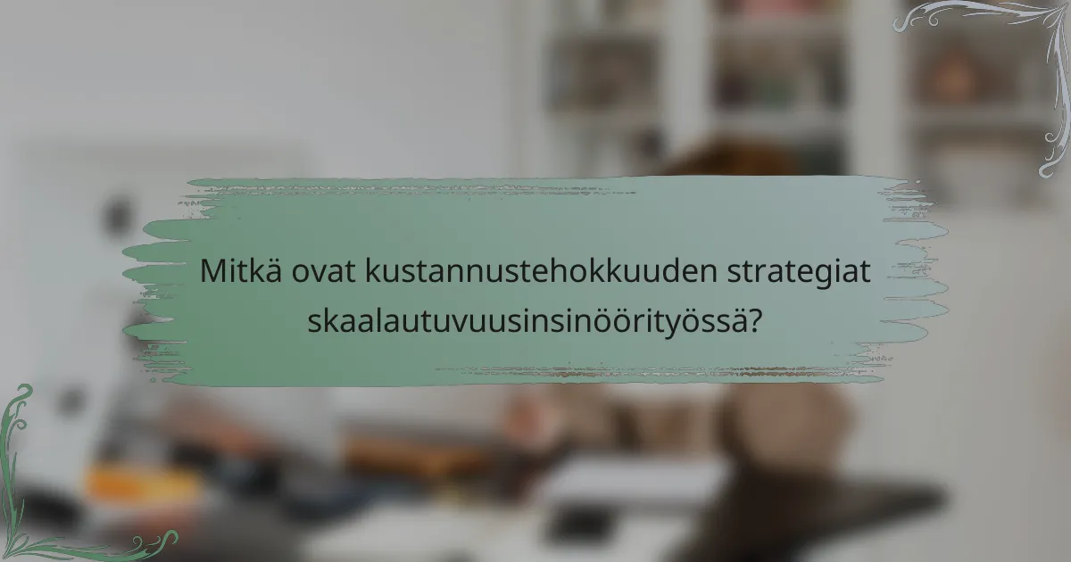 Mitkä ovat kustannustehokkuuden strategiat skaalautuvuusinsinöörityössä?