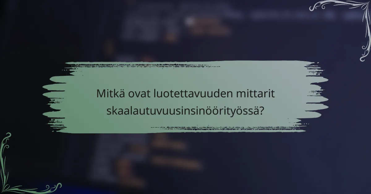 Mitkä ovat luotettavuuden mittarit skaalautuvuusinsinöörityössä?