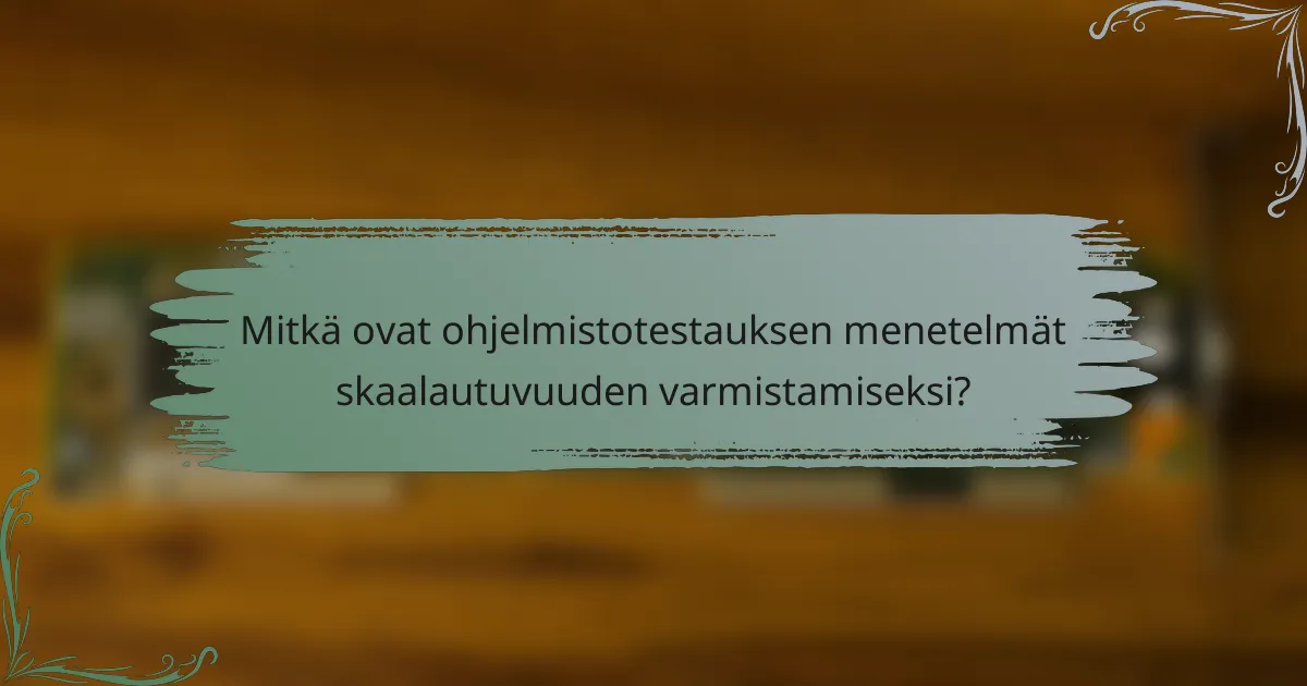 Mitkä ovat ohjelmistotestauksen menetelmät skaalautuvuuden varmistamiseksi?