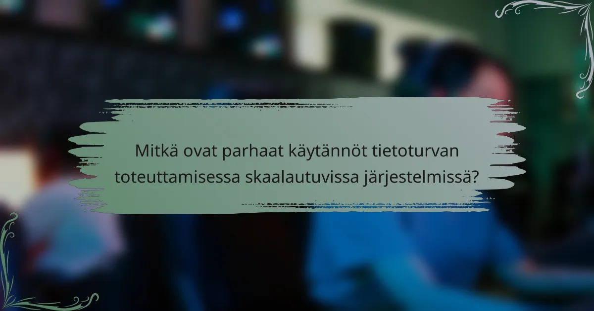Mitkä ovat parhaat käytännöt tietoturvan toteuttamisessa skaalautuvissa järjestelmissä?