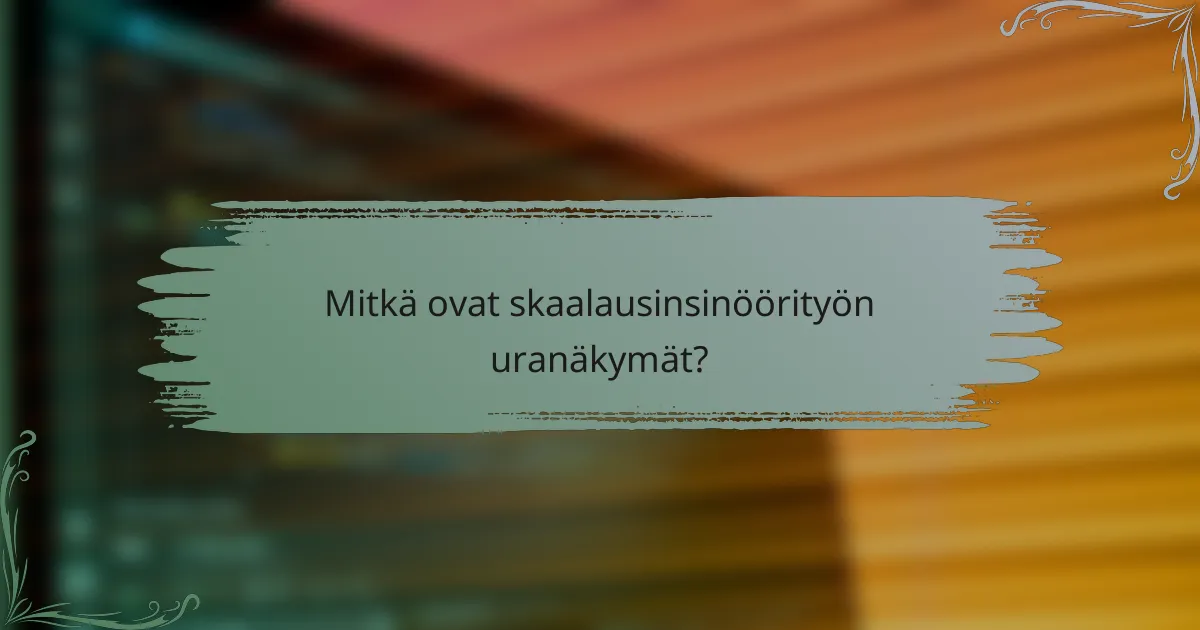 Mitkä ovat skaalausinsinöörityön uranäkymät?