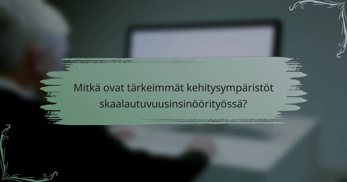 Mitkä ovat tärkeimmät kehitysympäristöt skaalautuvuusinsinöörityössä?