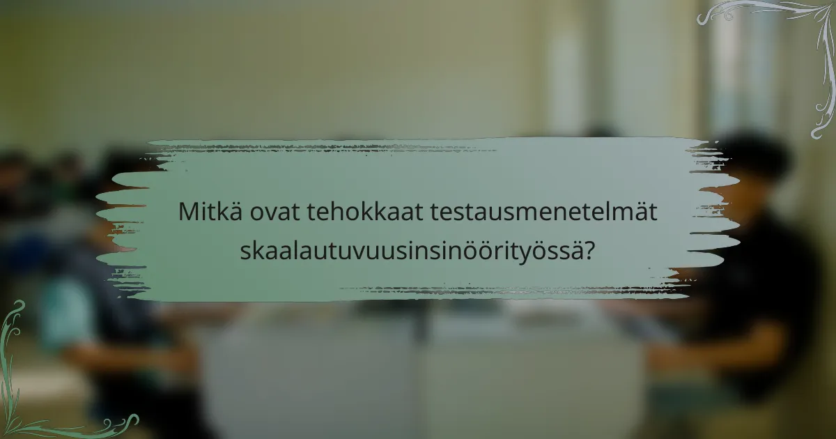 Mitkä ovat tehokkaat testausmenetelmät skaalautuvuusinsinöörityössä?